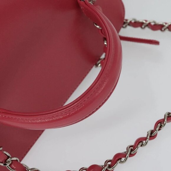 CHANEL Wicker Vanity Chain Shoulder Bag Rattan 2way Pink Silver CC Auth 114200AM - Picture 8 of 16